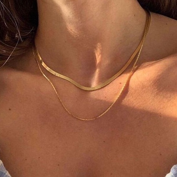 18K gold plated double chain necklace - Picture 2 of 3